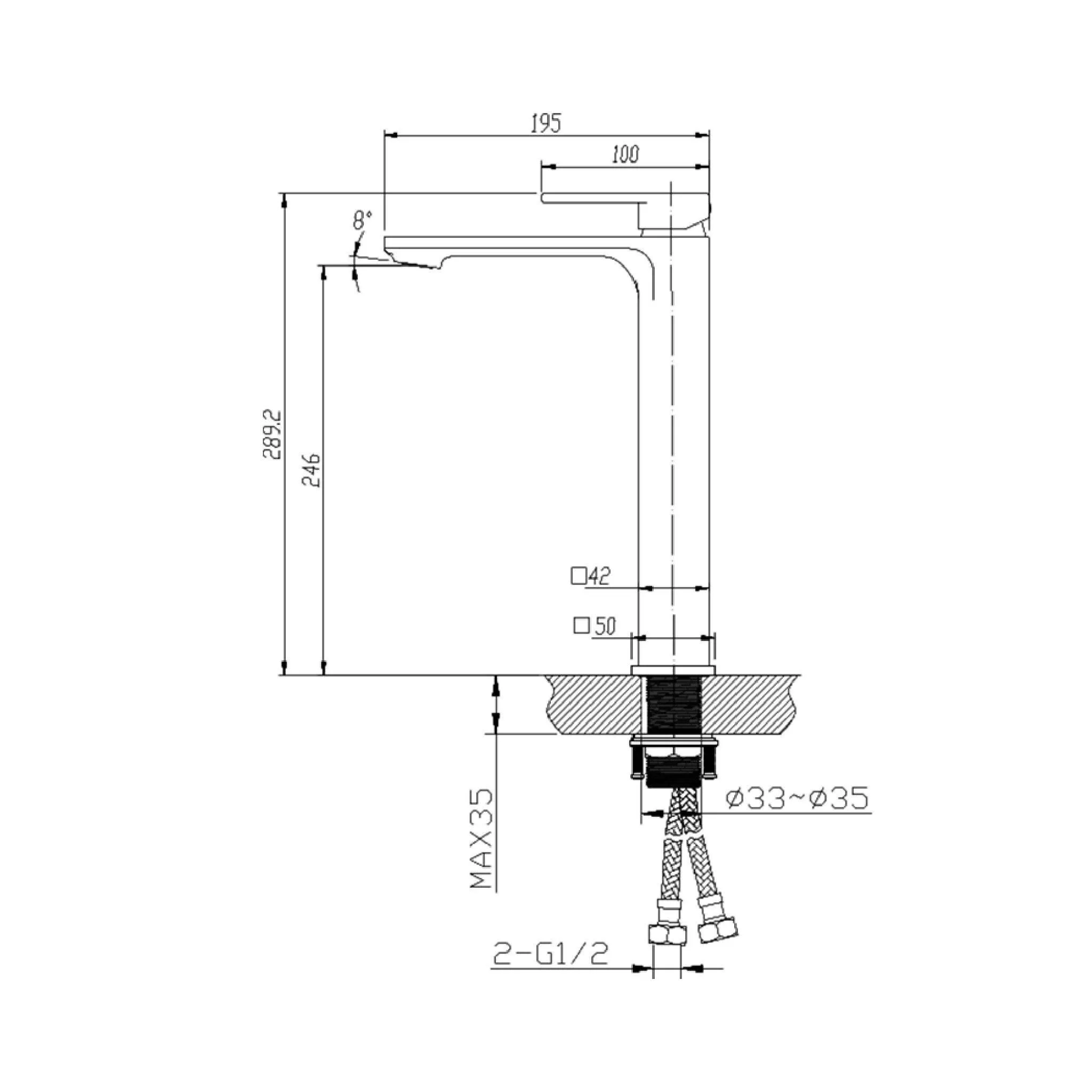 VIVA Tall Basin Mixer Black - BT-202B
