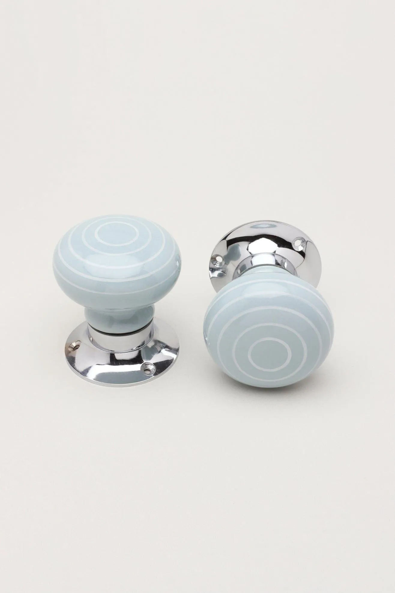 White Striped On Grey Mortice Door Knobs Set for Room Doors