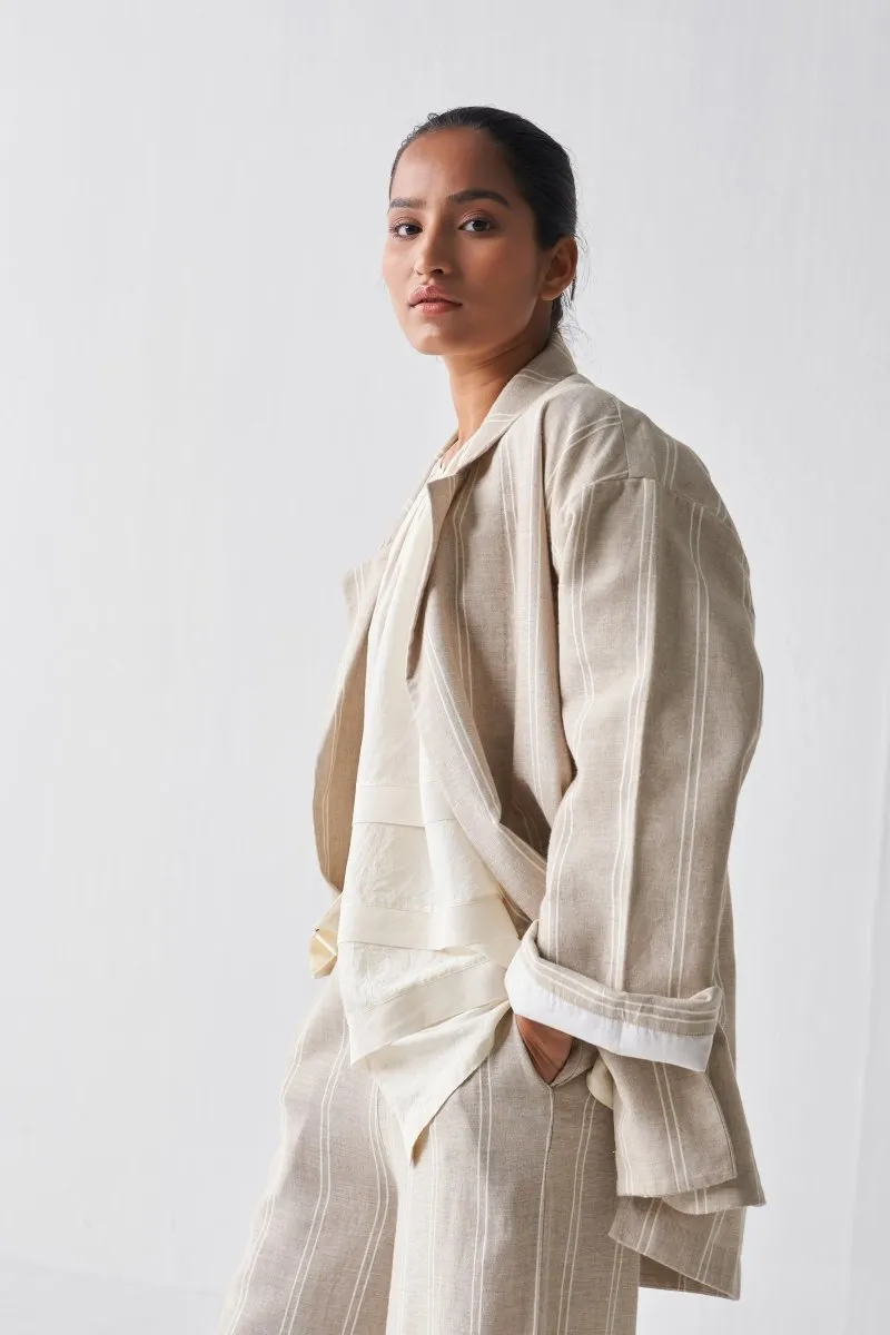 Wide Sleeve Jacket Co ord - Beige