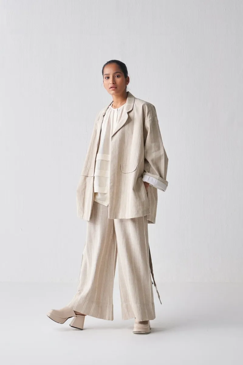 Wide Sleeve Jacket Co ord - Beige