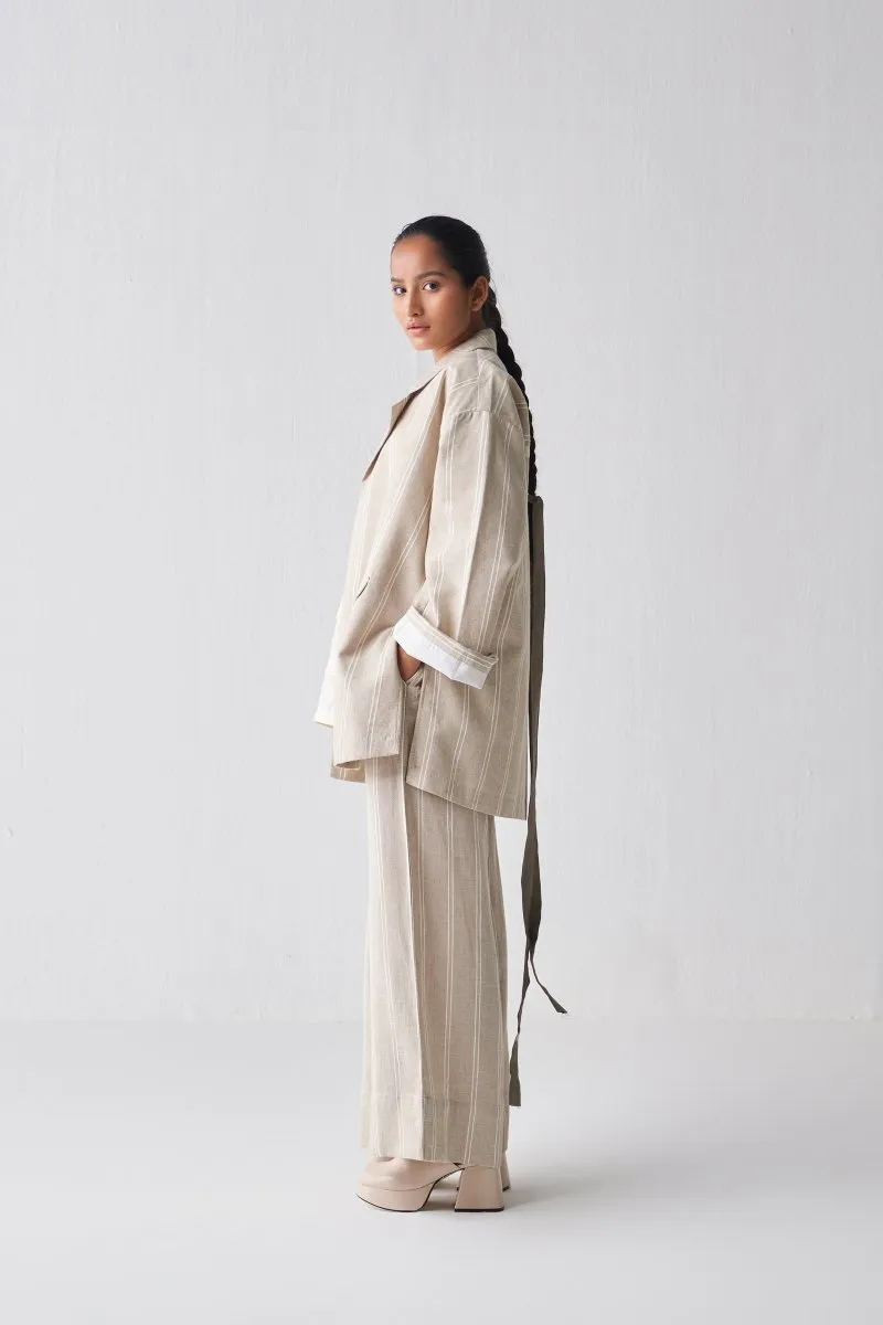 Wide Sleeve Jacket Co ord - Beige