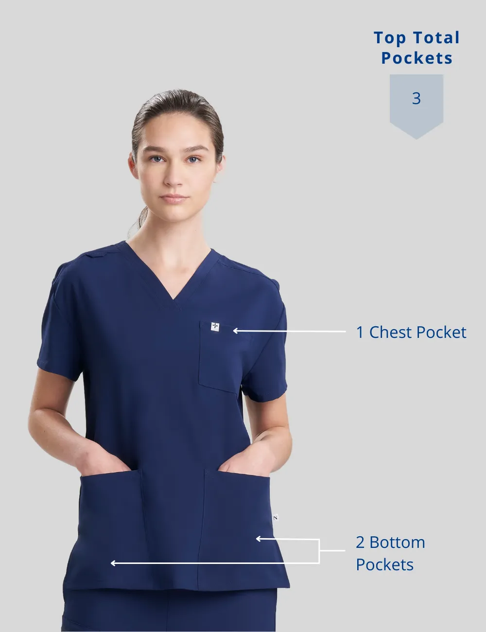 Womens 3-Pocket V-Neck Scrub Top Core Colorways