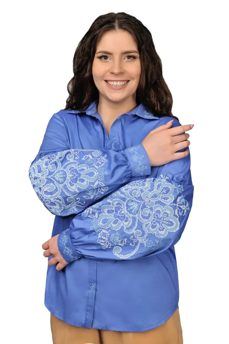 Women's embroidered Ukrainian blouse with buttons