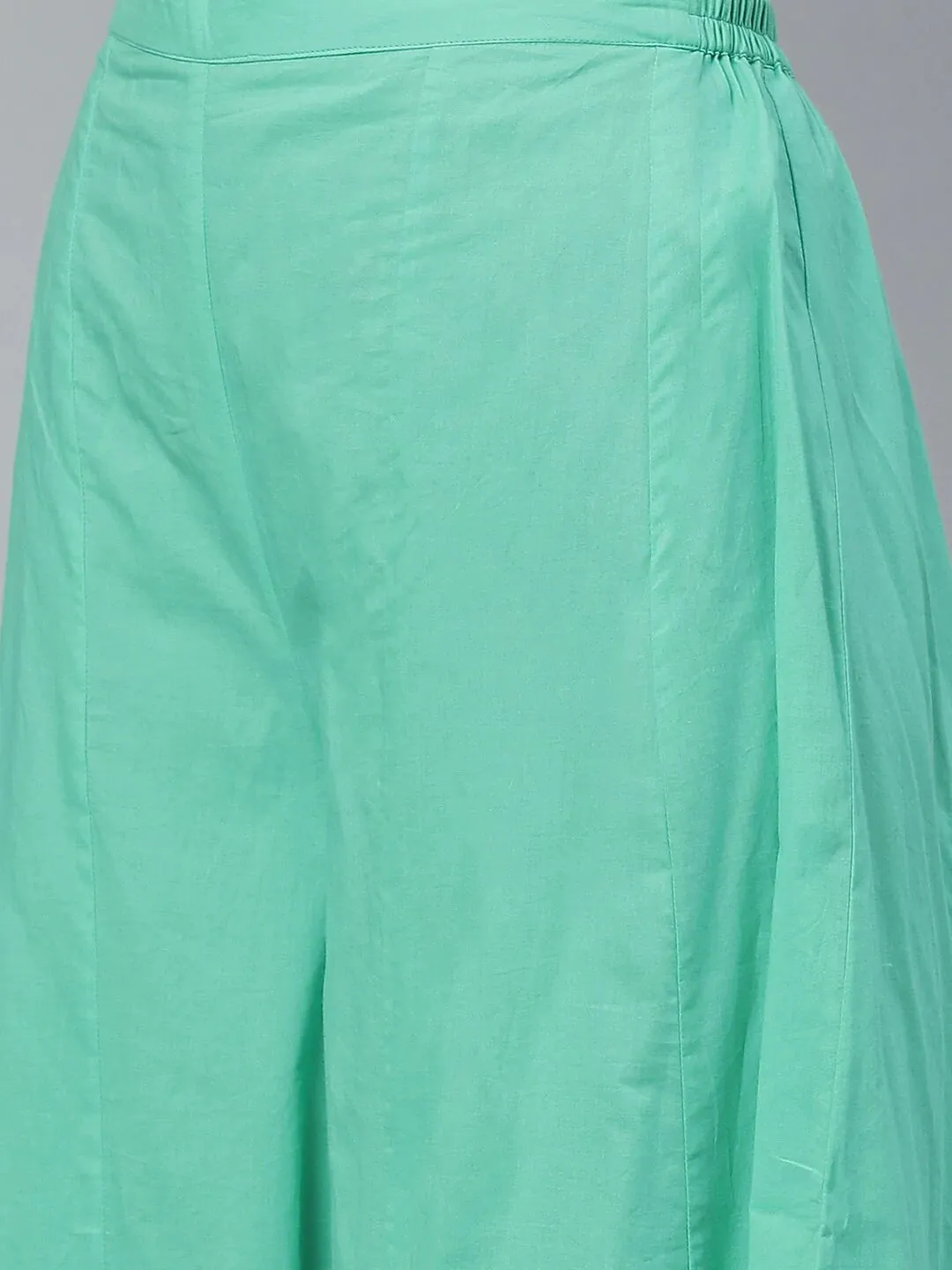 Women'S Green & Golden Printed Kurta With Palazzos