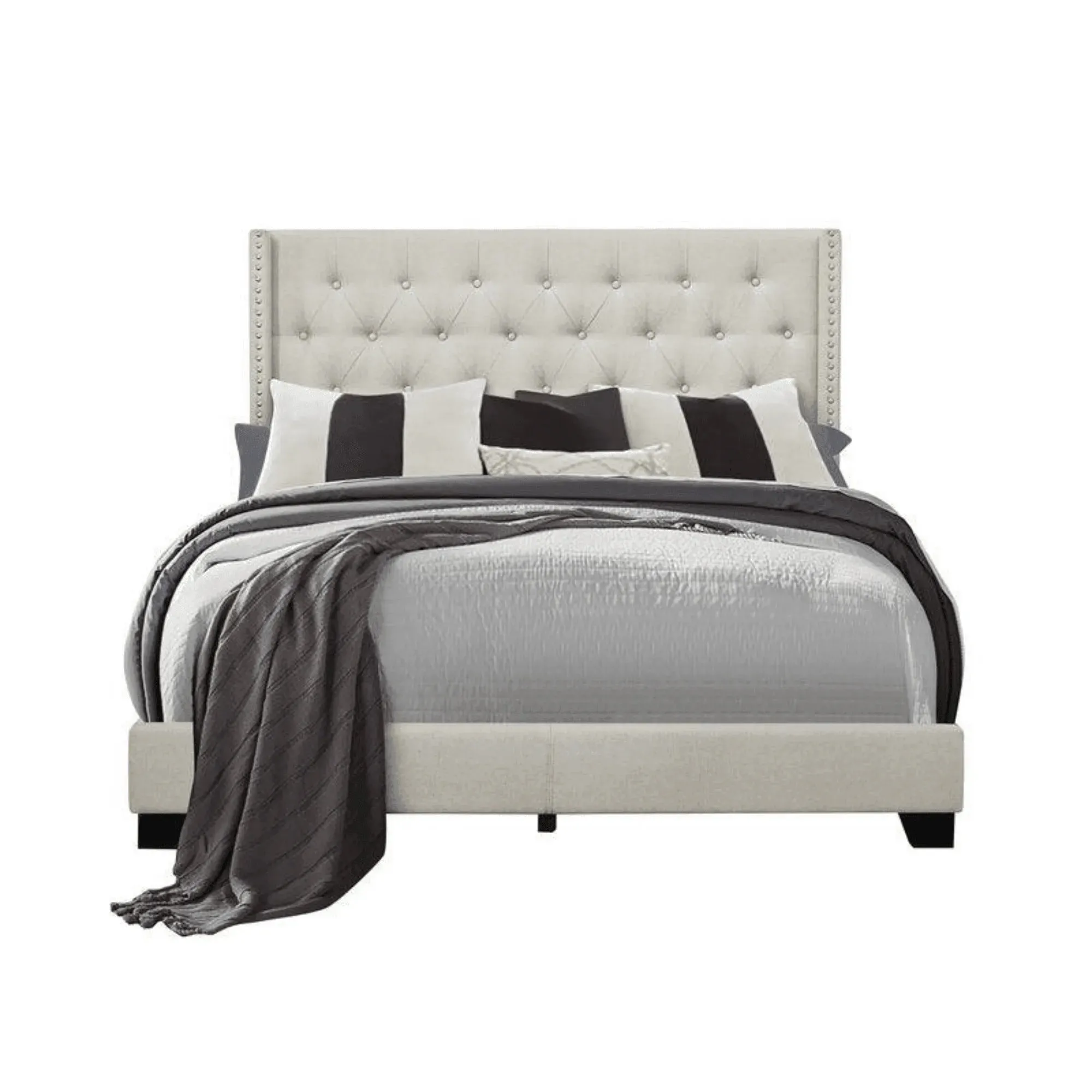 Wooden Twist Glory Elegant Velvet Upholstered Button Tufted Bed For Luxury Bedroom