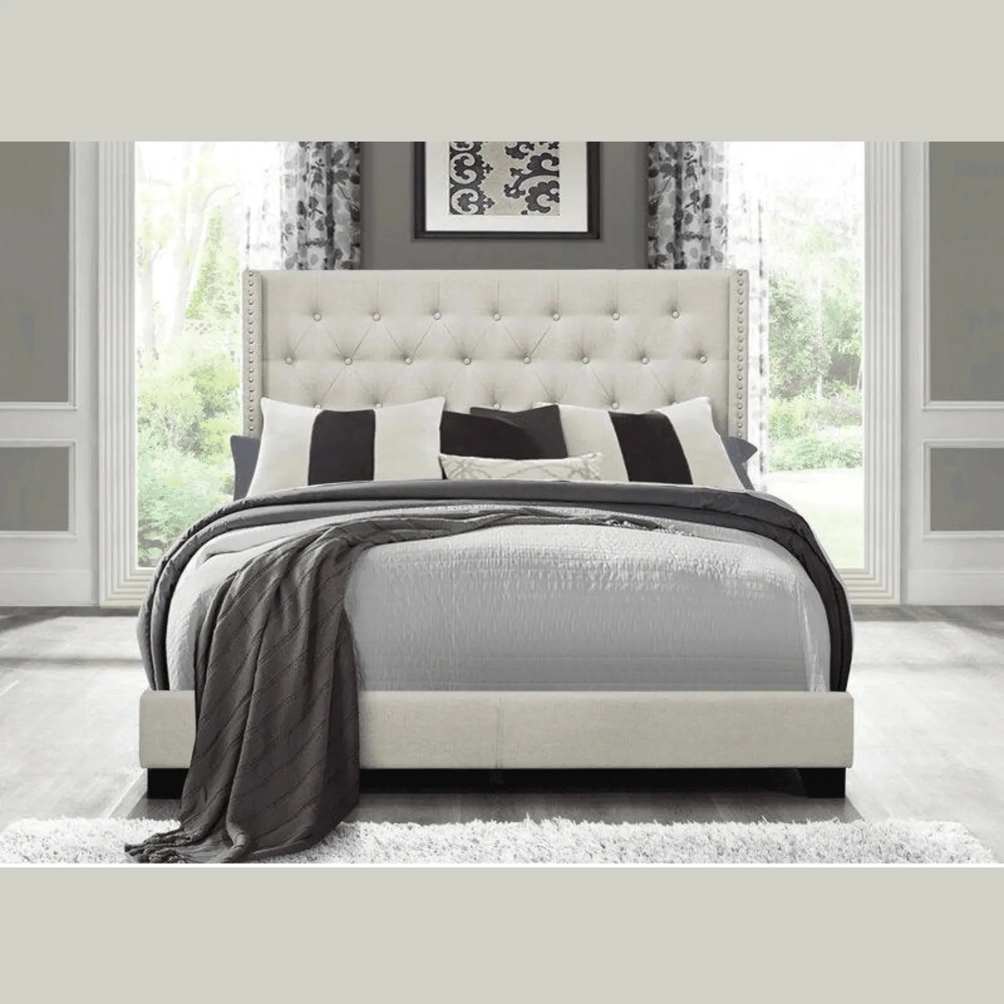 Wooden Twist Glory Elegant Velvet Upholstered Button Tufted Bed For Luxury Bedroom