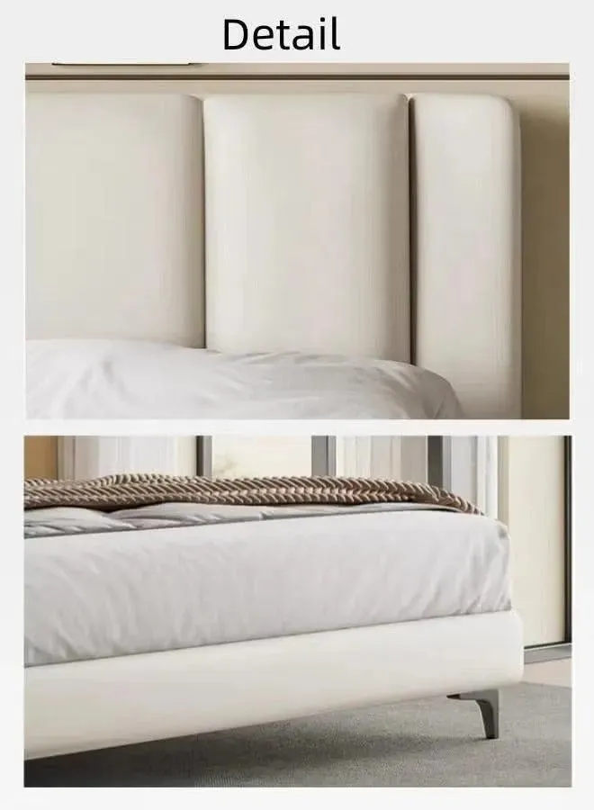 Wooden Twist Italian Minimalism Modernize Leatherette Upholstery Bed for Luxury Bedroom