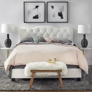 Wooden Twist Tessa Velvet Upholstery Rectangular Bed